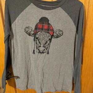 PLUS Women's Baseball Holiday Cow Tee